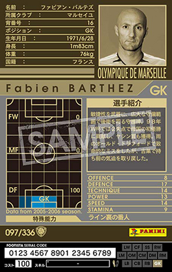 ファビアン・バルテズ フランス代表 GK ユニフォーム 16番 Barthez ファビアン・バルテズ フランス代表 GK ユニフォーム 16番