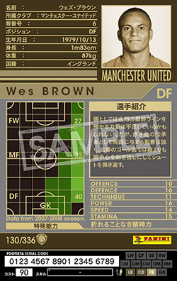 ウェズ・ブラウン FOOTISTAカードデータ詳細