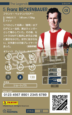 フランツ・ベッケンバウアー | FOOTISTAカードデータ詳細