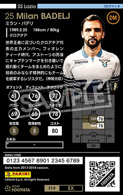 ミラン・バデリ | FOOTISTAカードデータ詳細