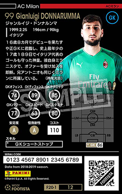 サッカー ACミラン ジャンルイジ・ドンナルンマ 99番 ユニフォーム